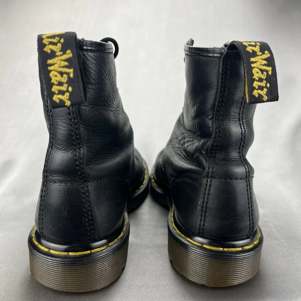 Vtg Dr. Martens Combat Black Leather Boots Made In England * UK 6 / US 7 / EU 39 - Picture 9 of 17